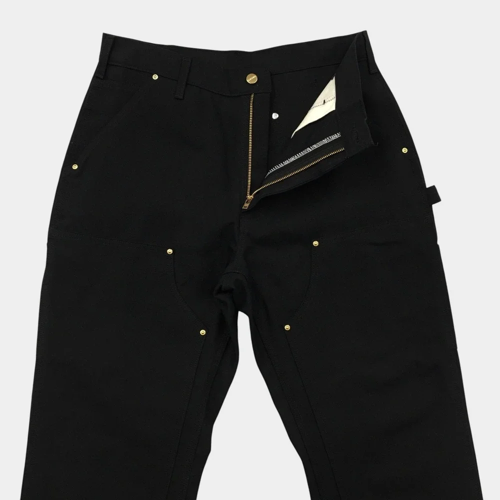 Carhartt Mens Black Double Knee Firm Duck Work Dungaree Pants 34x30 Made in USA